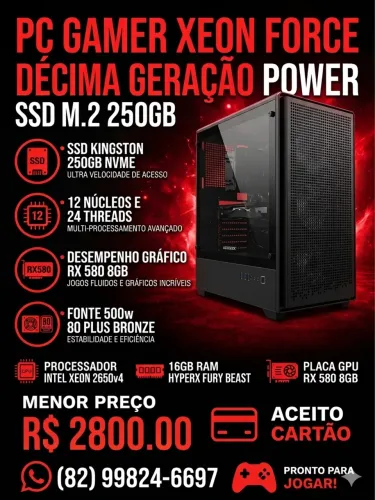 Pc Gamer XEON , 16GB, SSD 250GB NVME