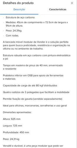 Bancada vonder 