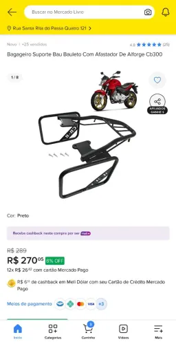 Bagageiro Suporte Com Afastador Cb 300