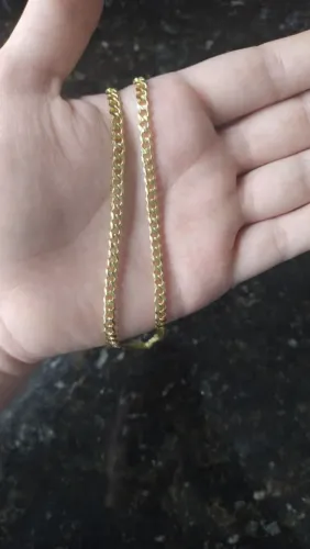 CORRENTE GRUMET PITBULL 4MM / 70CM, BANHADO EM OURO 18K.