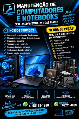 Manutenção e venda para Computadores e Notebook