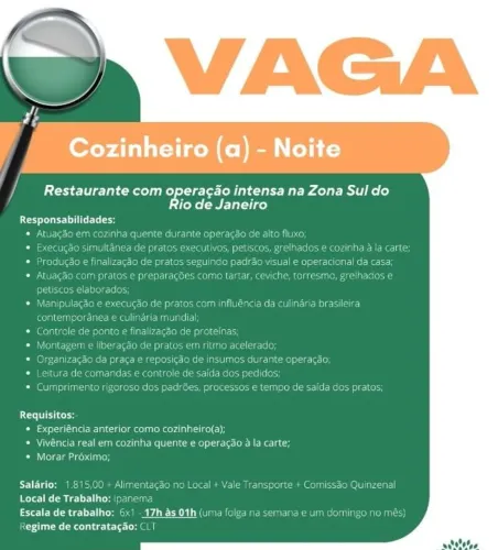 Cozinheiro - Noite