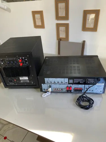 Receiver Onkyo TX-SR494 + Subwoofer Ativo + Controle + Cabos