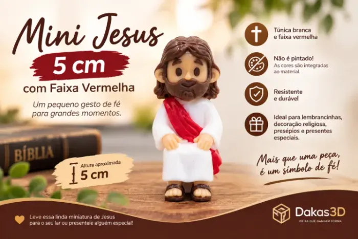 Mini Jesus 5 cm com Faixa Vermelha