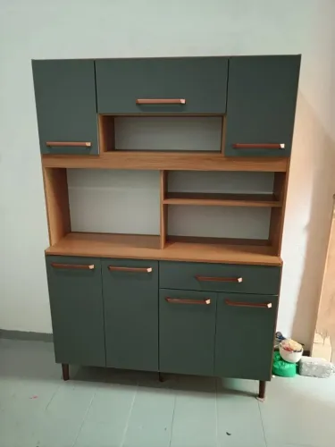 Armário de Cozinha Icaraí 100% MDF Tuboarte 7 Portas e 1 Gaveta - Grafite