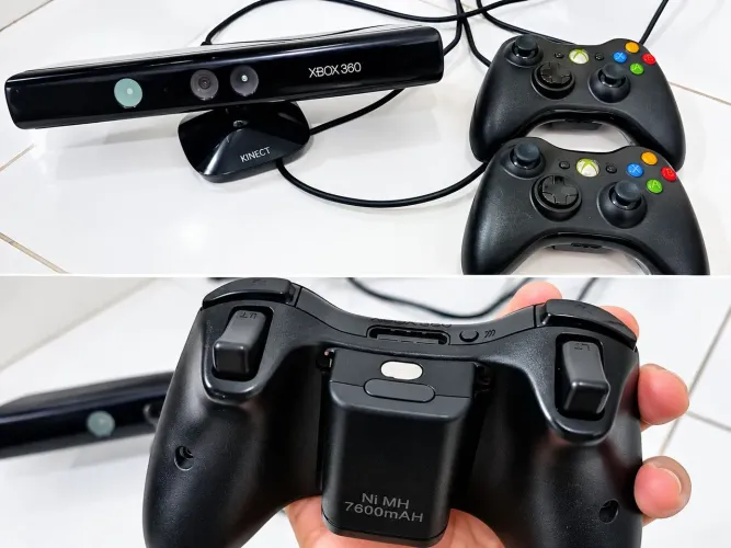 Kit Xbox 360 com Kinect e 2 controles e carregadores