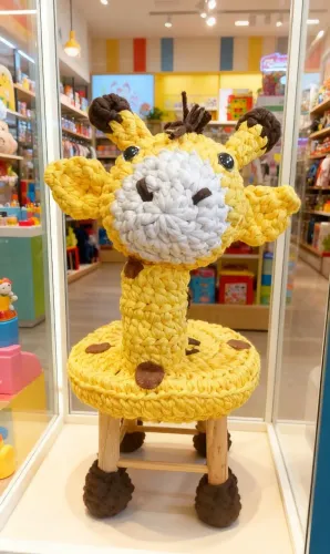 Banquinho Girafinha em crochê completo
