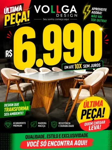 Mesa de jantar em madeira 