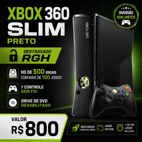 Xbox 360 Slim 500GB destravado RGH