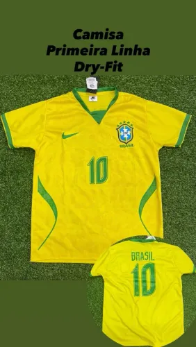 Camisa Brasil Estilo Jogador Tecido Respirável