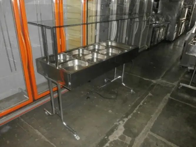 buffet térmico 127 volts - para 8 cubas - cúpula de vidro plano- marca venancio
