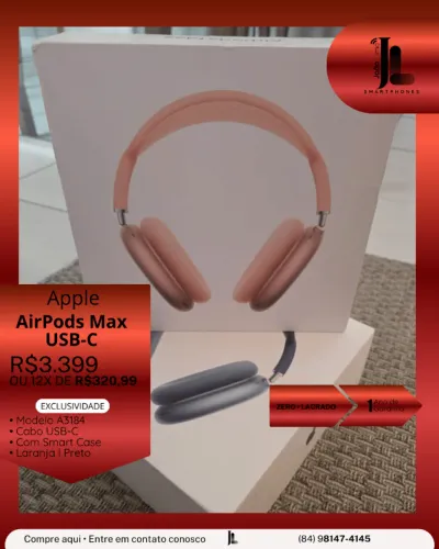 APPLE AIRPODS MAX, COM CASE, USB-C, LACRADO, EXCLUSIVO!