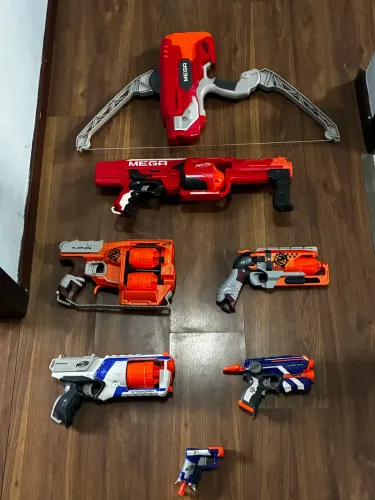 Lote com 7 Nerf originais - Mega, FlipFury e outras - funcionando