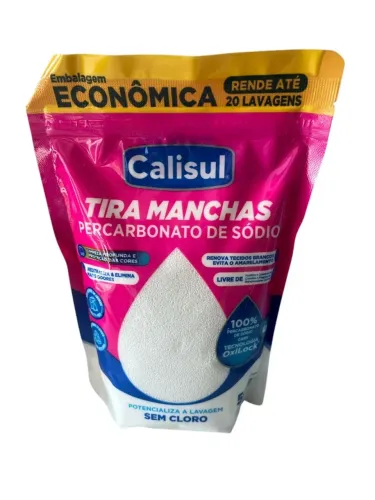 Tira Manchas Percarbonato De Sódio 500g Calisul 100% Puro Sem Cloro - Rende 20 Lavagens