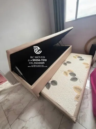 Cama box Baú Tamanho solteiro com Cama estruturada Auxiliar 88x1,88 D33 Baú Blindado | Di