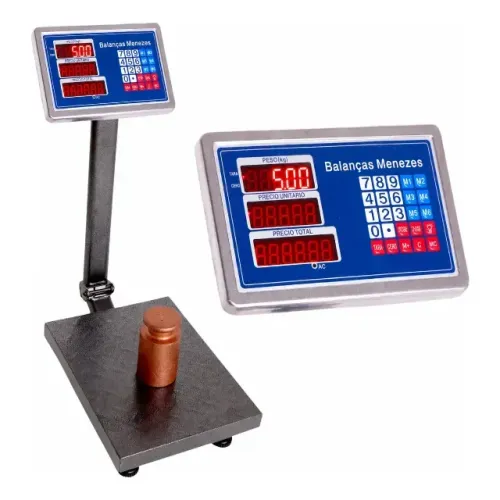 4496 - BALANCA PLATAFORMA DIGITAL 200KG C/COLUNA 40X30 - BATERIA / MARCA: IMPORT