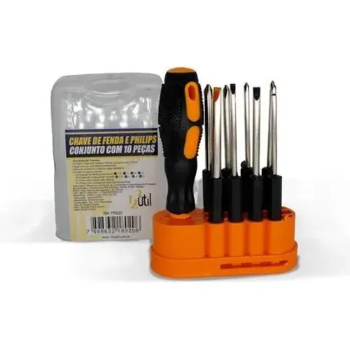 Chave De Fenda E Philips Conjunto Com 10 Peças - Fr222