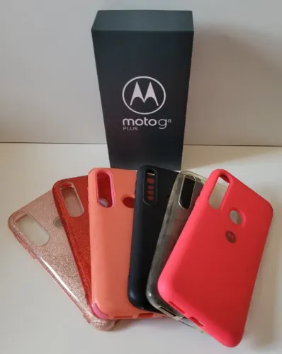 Kit 6 Capas Moto G8 Plus - Glitter Rosé e Vermelho + Lisas