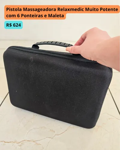 Pistola Massageadora Relaxmedic Muito Potente com 6 Ponteiras e Maleta