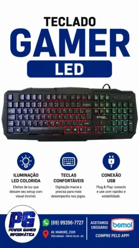 TECLADO GAMER COM LED RGB