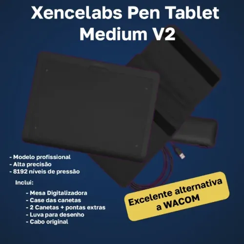 Mesa digitalizadora Xencelabs Pen Tablet Medium V2 Profissional Completa