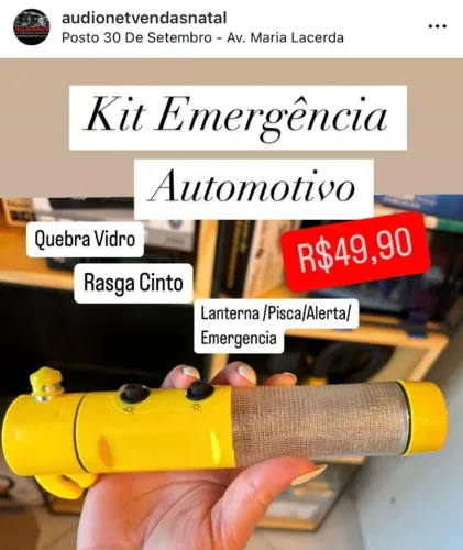 Martelo Para Quebrar Vidro Rasga Cinto Para Carro com Lanterna Emergencia Veicular