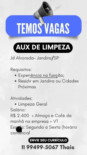 Auxiliar de Limpeza - Masculino