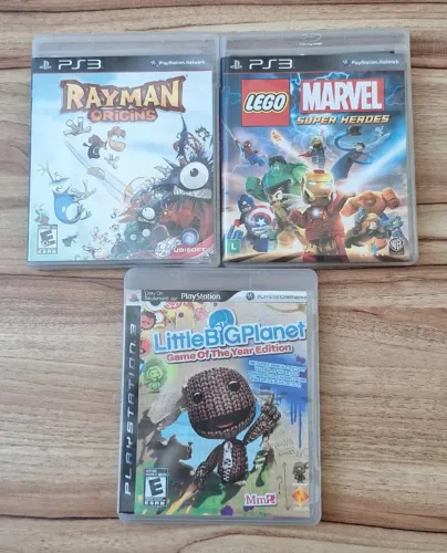 Jogos Mídia Física PS3 (Rayman Origins / Lego Marvel Super Heroes / Little Big Planet)