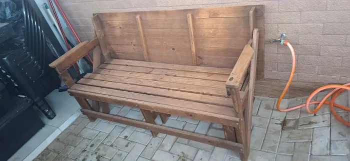 Mesa Dobrável 2 em 1 que Vira Banco em Madeira Rústica - Excelente Estado