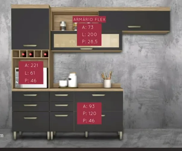 Conjunto de armários de cozinha Nesher modelo Condessa