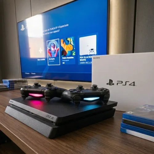 PlayStation 4 (PS4) Slim 1Tb + Caixa + 2 controles