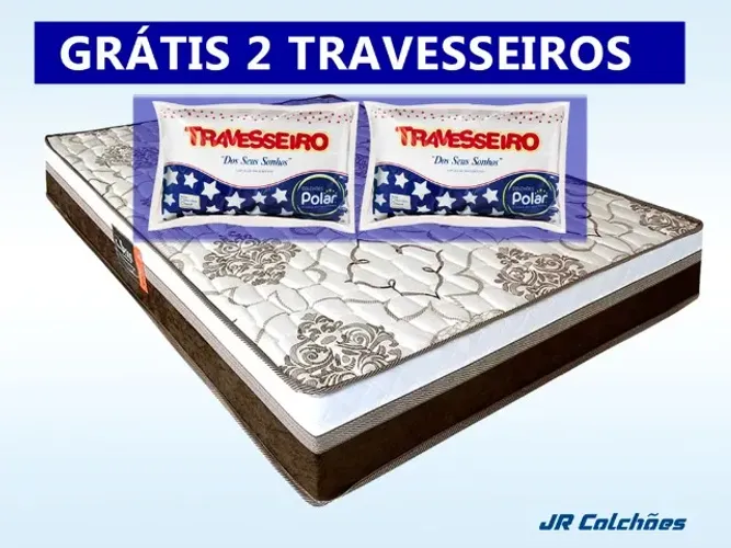 Colchão Casal com 2 Travesseiros de Brinde