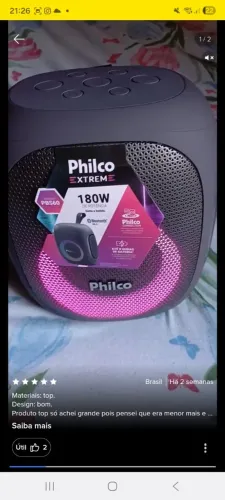 Caixa de Som Philco 180w - Portátil, nunca usada, na caixa, zero!