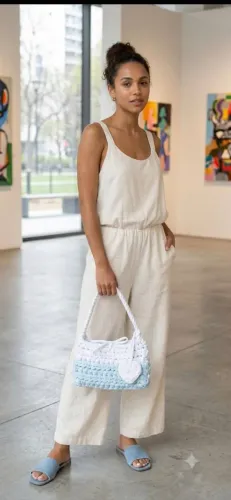 Bolsa branca e azul
