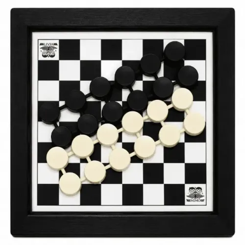 jogo da dama profissional 2 em 1 dama-trilha 24 peças 12 pretos 12 branco 24cm