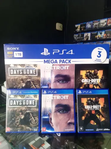 (((SOMOS LOJA FÍSICA))) PS4 SLIM 1T + 1 CONTROLE ORIGINAL ? + 3 JOGOS