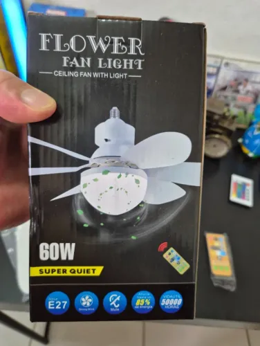 Lâmpada Ventilador De Teto Silencioso Bivolt 127/22v - 2 Em 1 Estrutura Branco Pás Branco