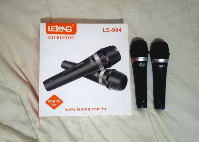 Kit com 2 microfones lelong com fio