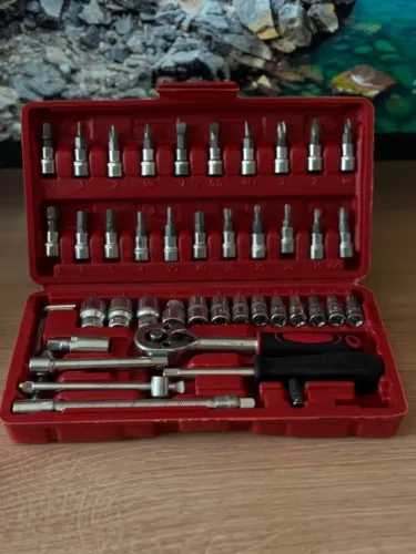 Kit Jogo de Soquetes e Bits 46 Peças com Catraca e Maleta (Fazemos entregas!)
