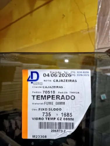 Vidro Fixo Temperado Fumê 8mm
