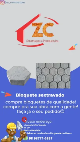 Bloquete sextavado e meio fio para pavimentação de rua e residencial 