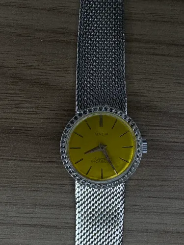 relógio de pulso geneva feminino prateado