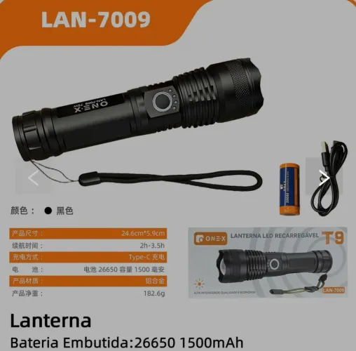 Lanterna Recarregável t9