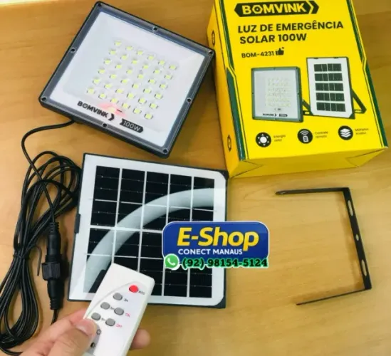 Lúminaria Solar Recarregavel 100w - Entrega Grátis
