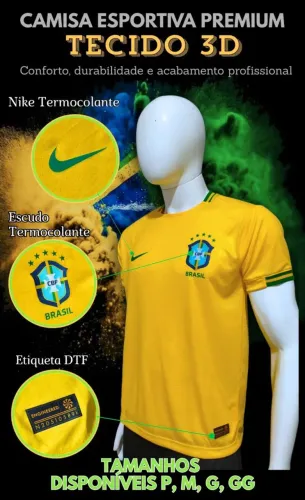 Camisa do Brasil 3D (Brasão Termocolante) a mais top do momento!