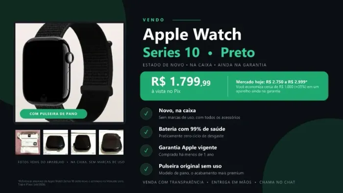 Relógio Apple Watch S10 46mm Original Jet Black E Pulseira