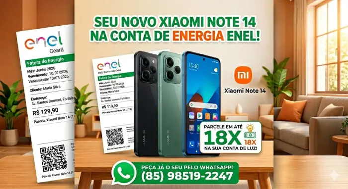 Celular Novo na conta de energia Samsung Xiaomi Realme Motorola 