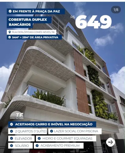 Duplex 2 qts - Elevador e área lazer - Em frente à Praça da Paz