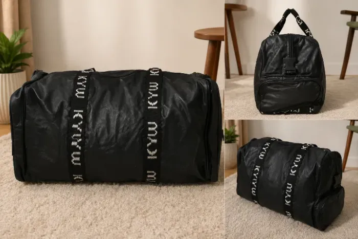 Bolsa de Viagem Grande Preta com Bolsos Laterais