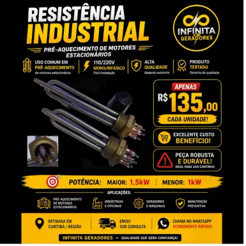 Resistência para aquecimento de equipamentos indusutriais